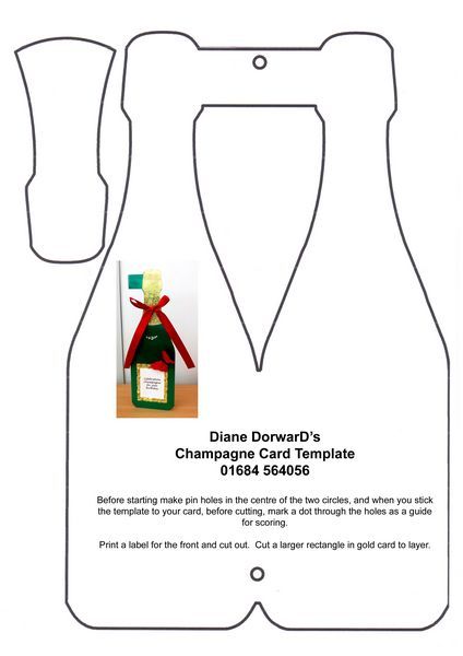 Diane Dorward Champagne Bottle Card Template